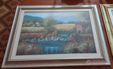 quadro dipinto paesaggio fiori