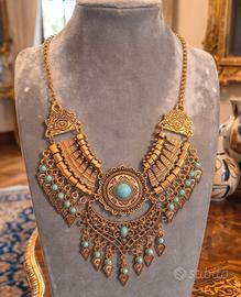 Collana vintage stile etnico con turchese 