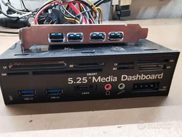 Media Dashboard 5.25" + Scheda USB 3.0 4 Porte