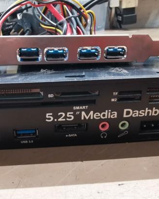 Media Dashboard 5.25" + Scheda USB 3.0 4 Porte