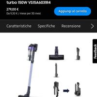 Aspirapolvere senza filo Samsung Jet™ 60 turbo 150