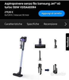 Aspirapolvere senza filo Samsung Jet™ 60 turbo 150