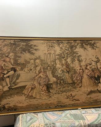 Arazzo Gobelin vintage con cornice dorata