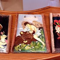 3 Tegole dipinte a mano 