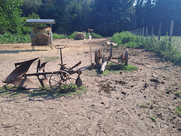 Aratro antico e falciatrice d epoca