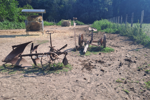 Aratro antico e falciatrice d epoca