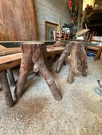 Tavolo con gambe piu panche piu due panchette