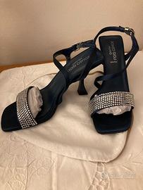 sandali eleganti blu con brillanti n.37