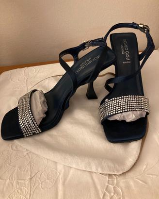 sandali eleganti blu con brillanti n.37