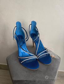 Sandali con tacco blu elettrico e strass!