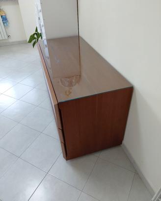 Mobile cassettiera con piano in vetro – effetto