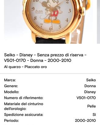 Seiko alba disney placcato oro