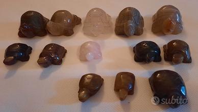 collezione set di 13 tartarughe in pietra dura