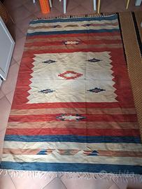 Tappeto 100% Cotone Kilim,  Pelo Corto e Frange,