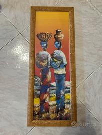Quadro etnico africano con cornice in legno