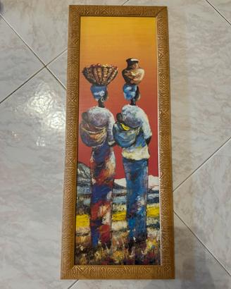Quadro etnico africano con cornice in legno