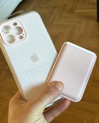 cover per iphone 14 pro max e wallet rosa antici