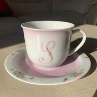 Tazza in ceramica dipinta a mano iniziale nome S