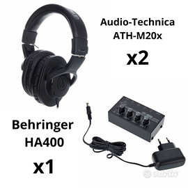 CUFFIE 2X ( Audio-Technica ATH-M20x ) + AMP CUFFIE
