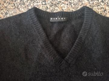 maglione Sisley scollo V nero maniche lunghe basic
