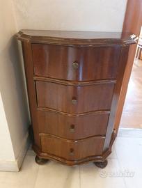 Cassettiera vintage stile classic bombata in legno