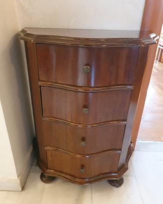 Cassettiera vintage stile classic bombata in legno