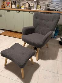 poltrona con poggiapiedi 