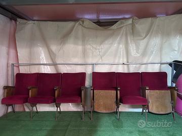 6 Poltrone / Sedie da Cinema Vintage in Velluto Ro