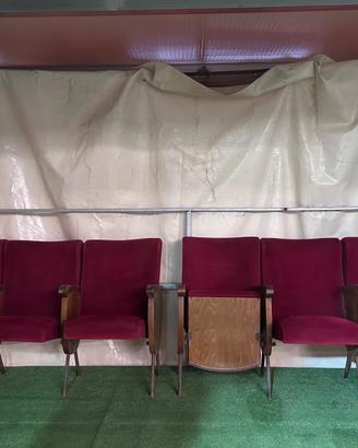 6 Poltrone / Sedie da Cinema Vintage in Velluto Ro