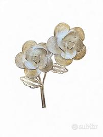 Spilla argento .925 anni '70 con motivi floreali