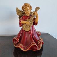 Angelo Musicante Resina Rosso Oro - Statuetta