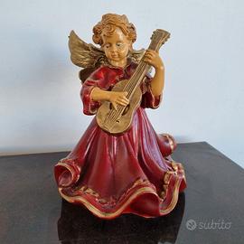 Angelo Musicante Resina Rosso Oro - Statuetta