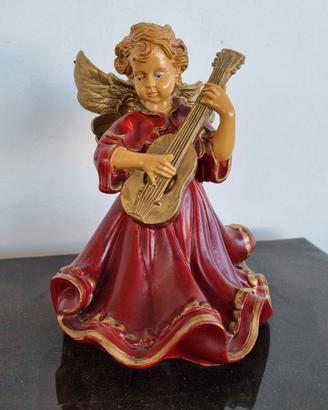 Angelo Musicante Resina Rosso Oro - Statuetta
