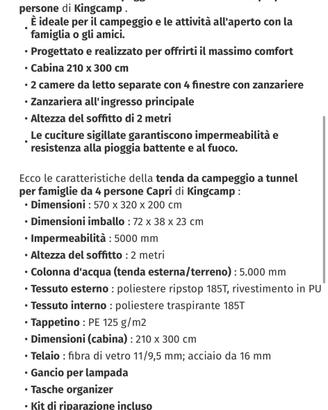 tenda campeggio per 4 persone