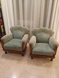 2 Poltrone di velluto decò