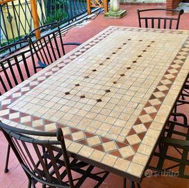 Tavolo Ferro Battuto Mosaico 200x100cm o 160x90cm 