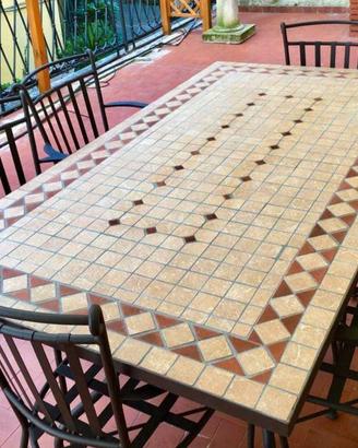Tavolo Ferro Battuto Mosaico 200x100cm o 160x90cm 