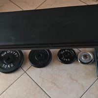 panca, dischi, bilanciere,  piedistallo