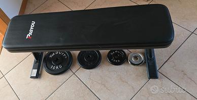 panca, dischi, bilanciere,  piedistallo