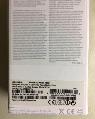 Iphone 4 s bianco 16 gb con scatola