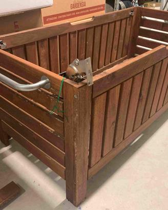 Contenitore da esterno in legno con ruote