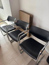 3 sedie Luxy ufficio/sala d’attesa nere