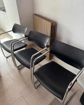 3 sedie Luxy ufficio/sala d’attesa nere