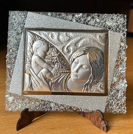 Icona Madonna con Bimbo Argento + Swarovski