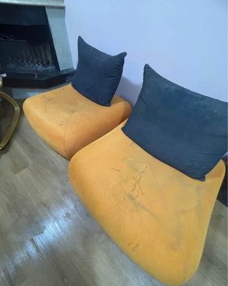 Divano modulare con 2 pouf & schienale mobile