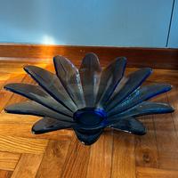 Centrotavola vetro fiore blu