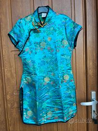 Abito cheongsam cinese fiori orientale elegante