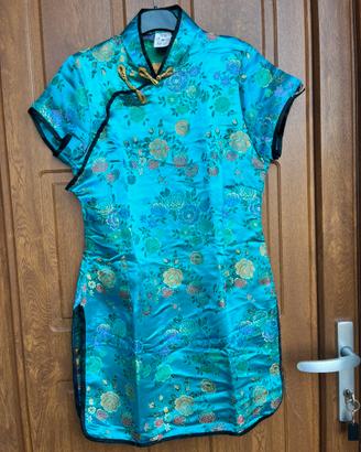 Abito cheongsam cinese fiori orientale elegante