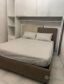 Letto matrimoniale contenitore testiera bicolore