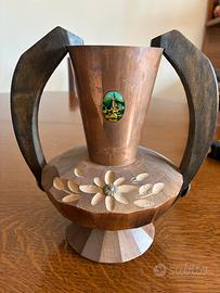 Anfora in legno e rame ricordo di Lourdes